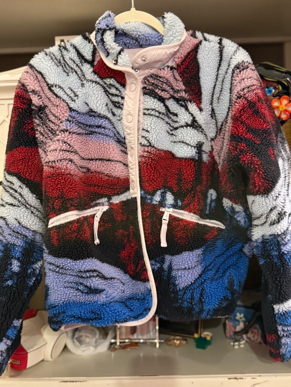 Free People FP Movement Small S hit the slopes fleece jacket mountain landscape - Picture 3 of 5